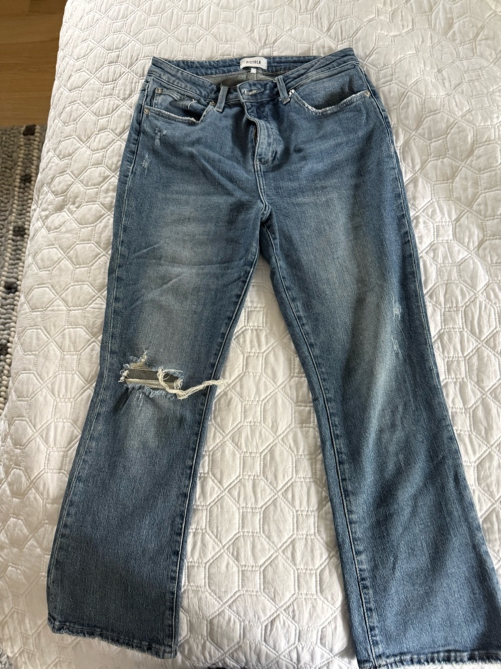 pistola Blue Distressed Straight-Leg Jeans